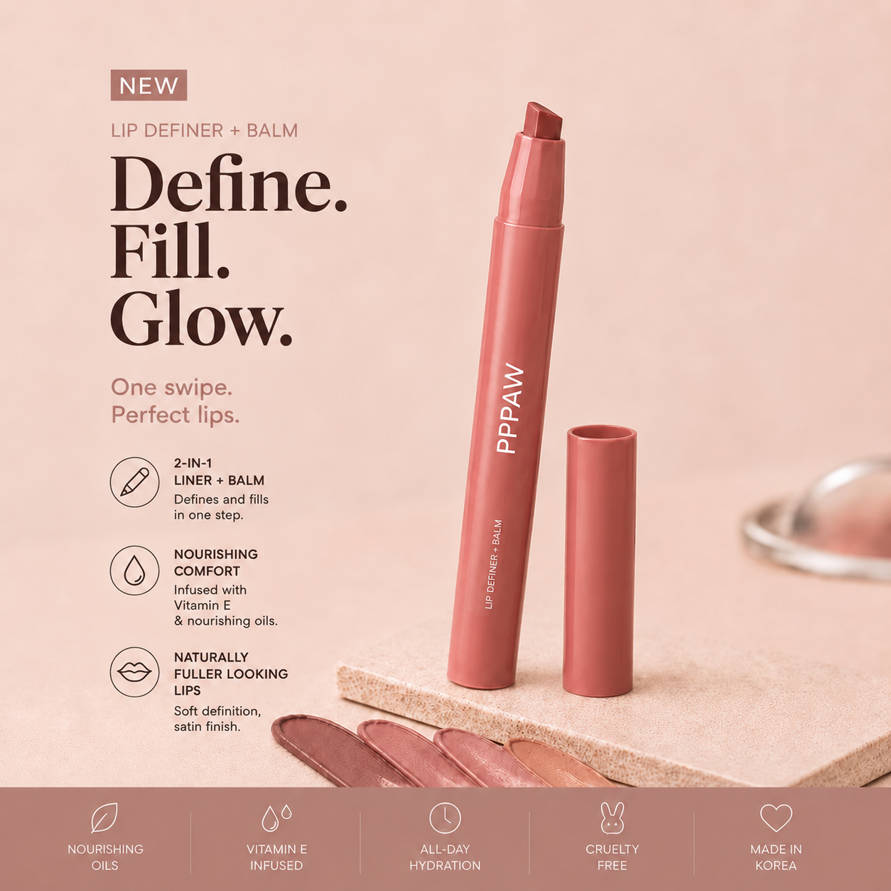 DoubleDown Lip Definer - 2-in-1 Lip Liner & Balm