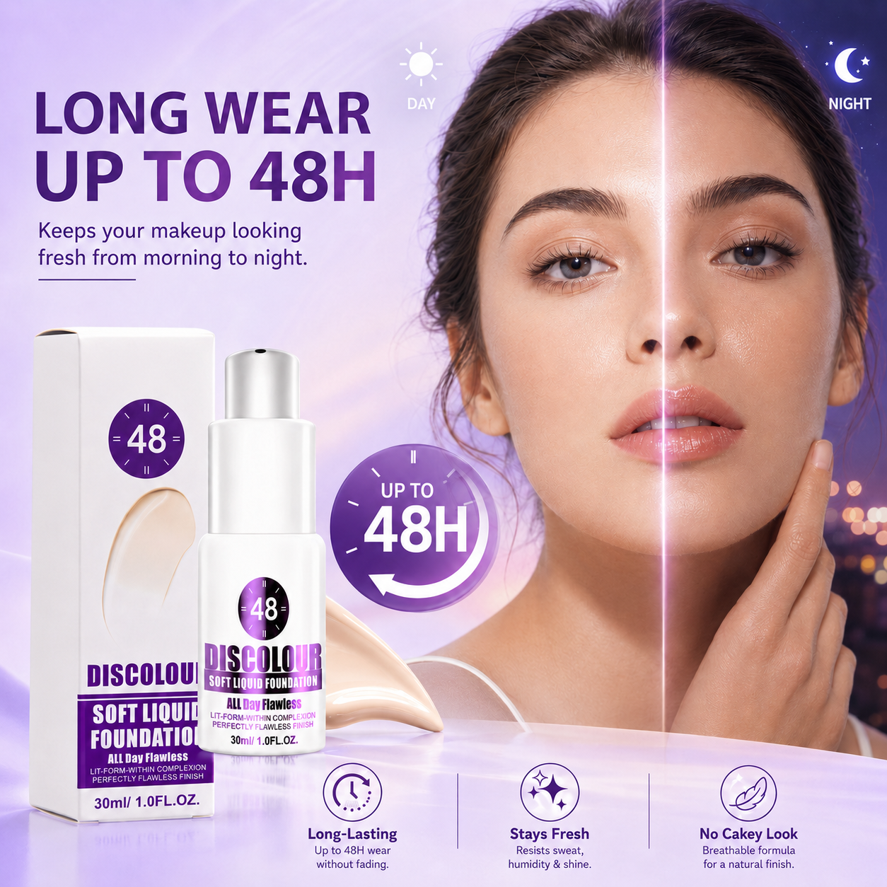 Up to 48 hour long wear foundation