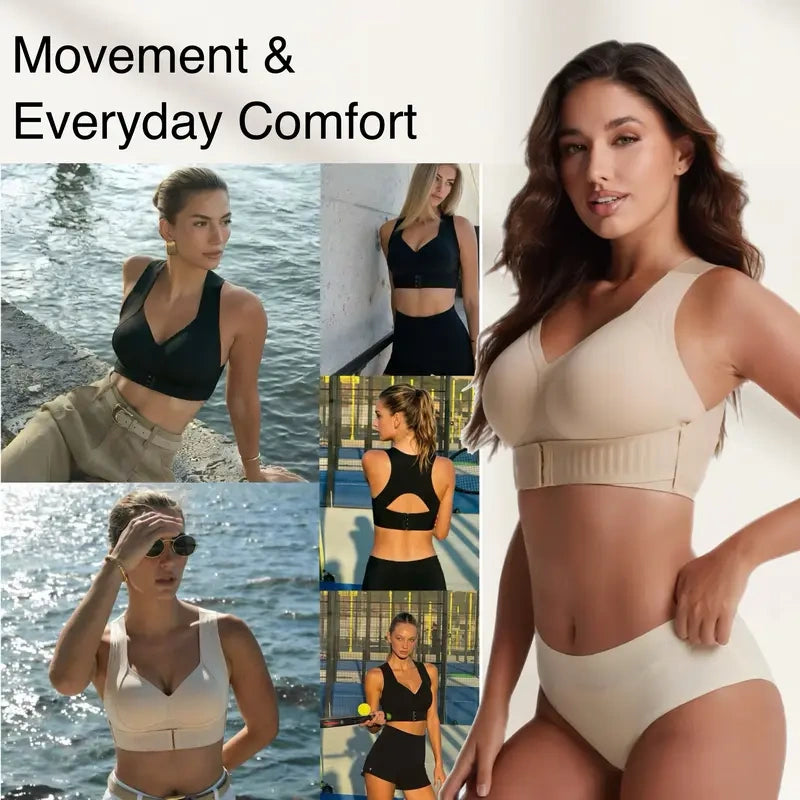 Wireless support bra worn during relaxed and active everyday settings