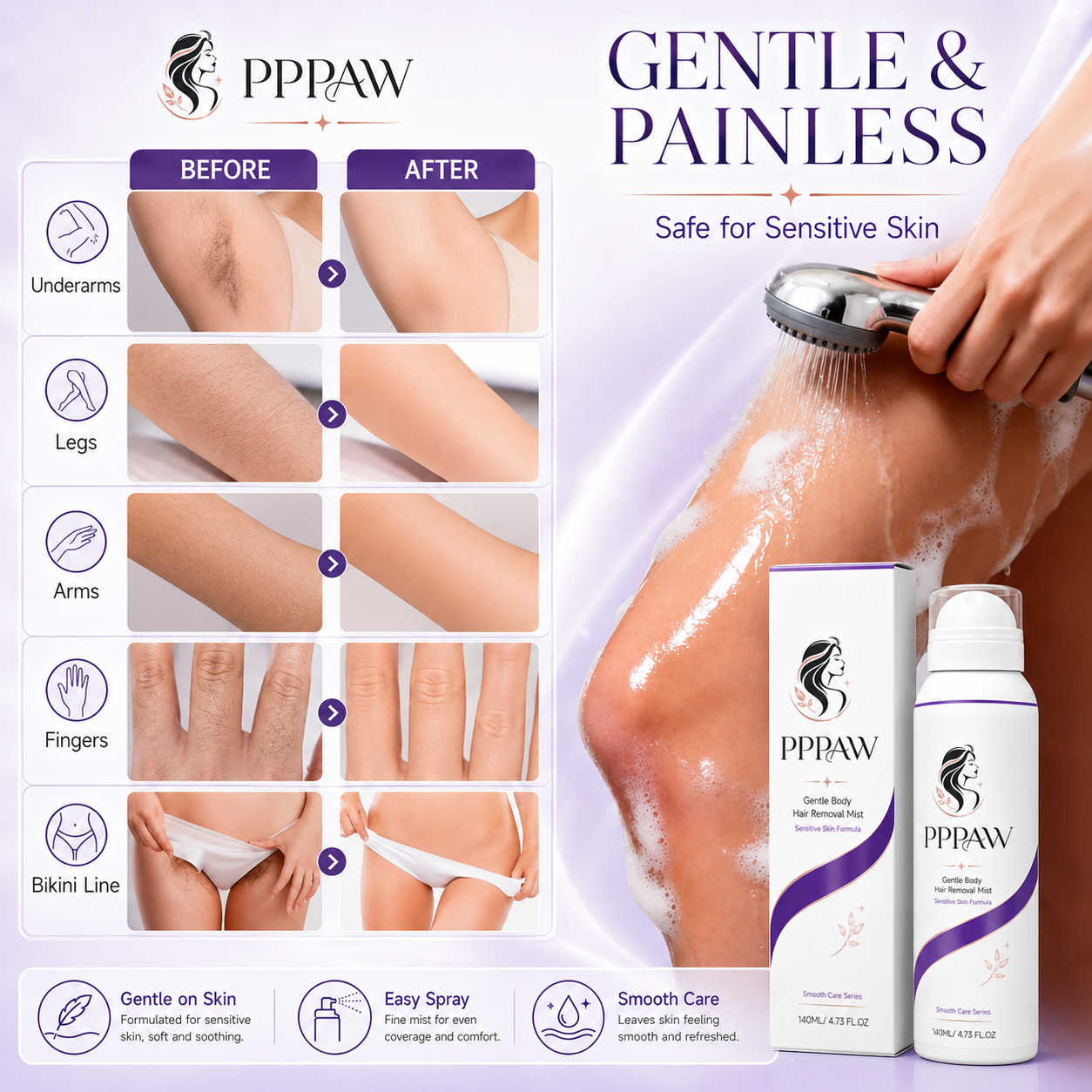 LAST DAY - BUY 1 GET 1 FREE😍 Gentle Body Hair Removal Mist | Easy Spray, Smooth Skin ✨