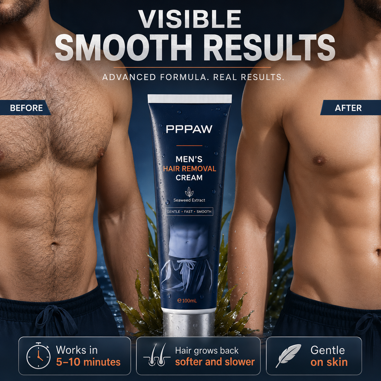 LAST DAY - BUY 1 GET 1 FREE😍 PPPAW Men’s Hair Removal Cream | Easy Apply, Smooth Skin ✨